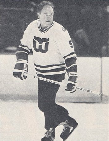 Jack Evans takes part in a Whalers Old Timers game