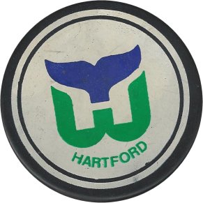 Hartford Whalers Blue Vintage Striped Textured Puck